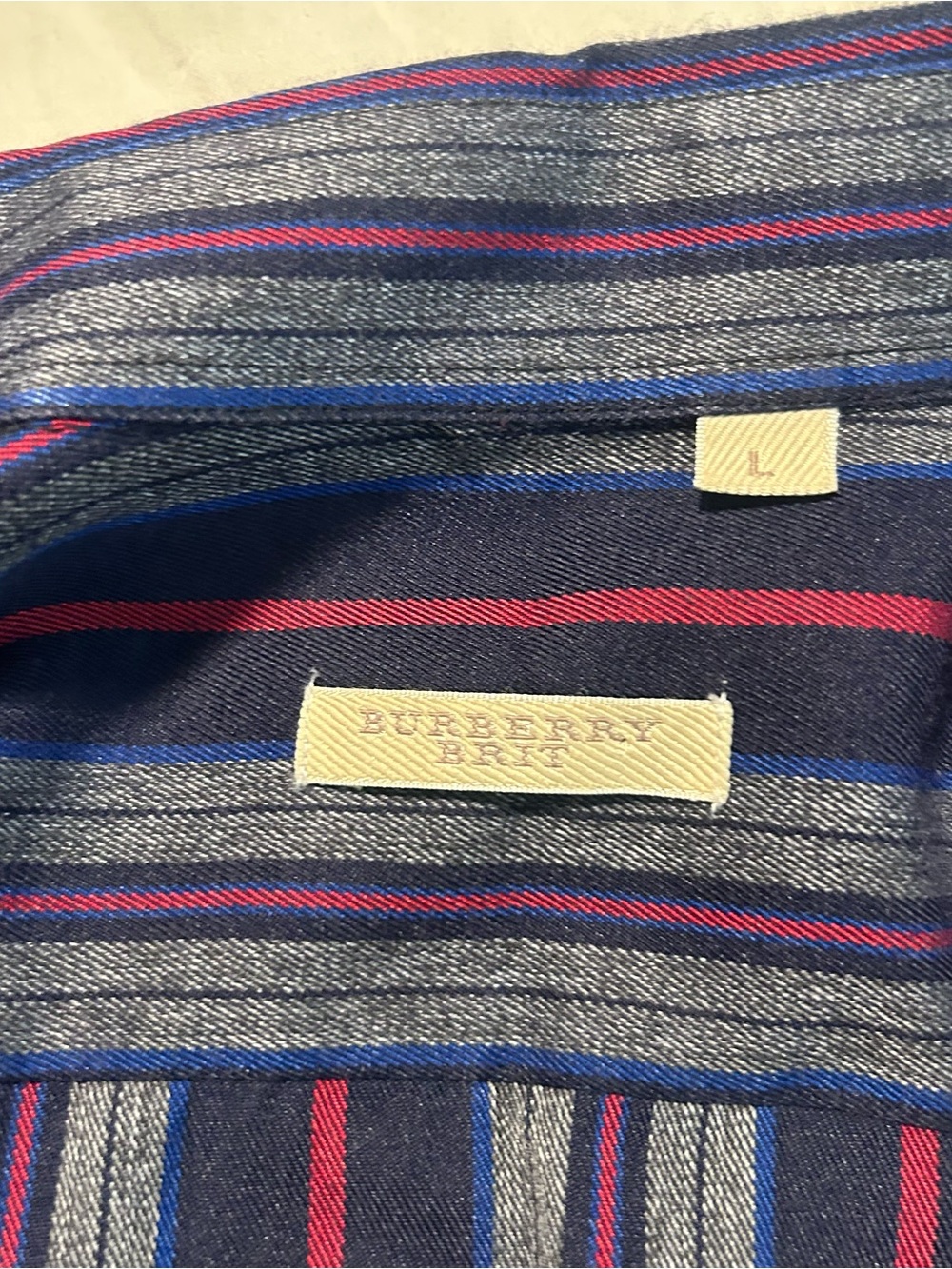 Burberry Brit Striped Dress Button Down Mens Shirt size L - Picture 3 of 6